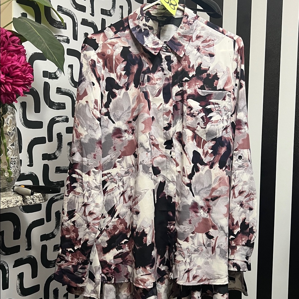 #68 Simply, Vera Vera Wang Floral Plum Blouse